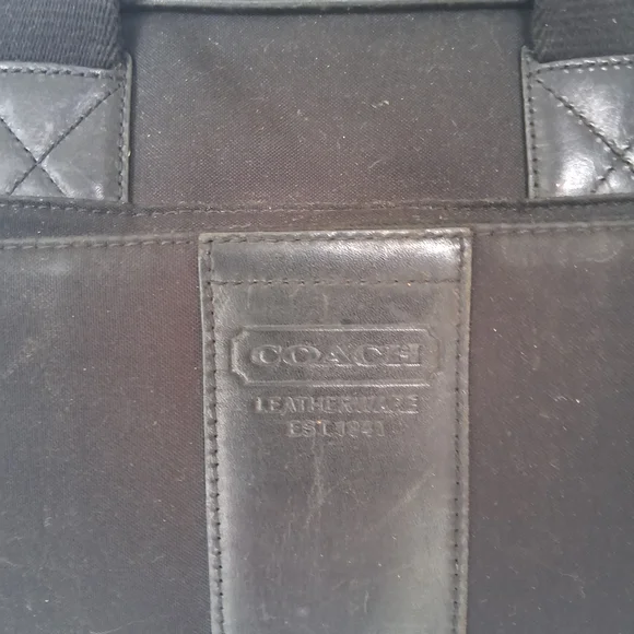 Coach Canvas & Leather Crossbody Laptop Bag Black - Picture 4 of 8